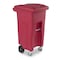 Toter 32 Gal. Red Hazardous Waste Caster Trash Can with Wheels and Lid Lock RMC32 - alternate 1